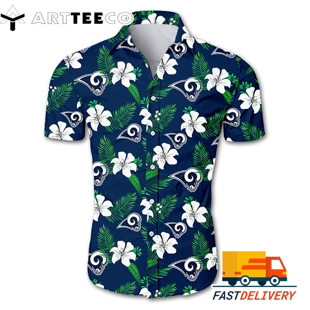 NFL Los Angeles Rams Hawaiian Shirt Flower Gift For Fans Football Lover