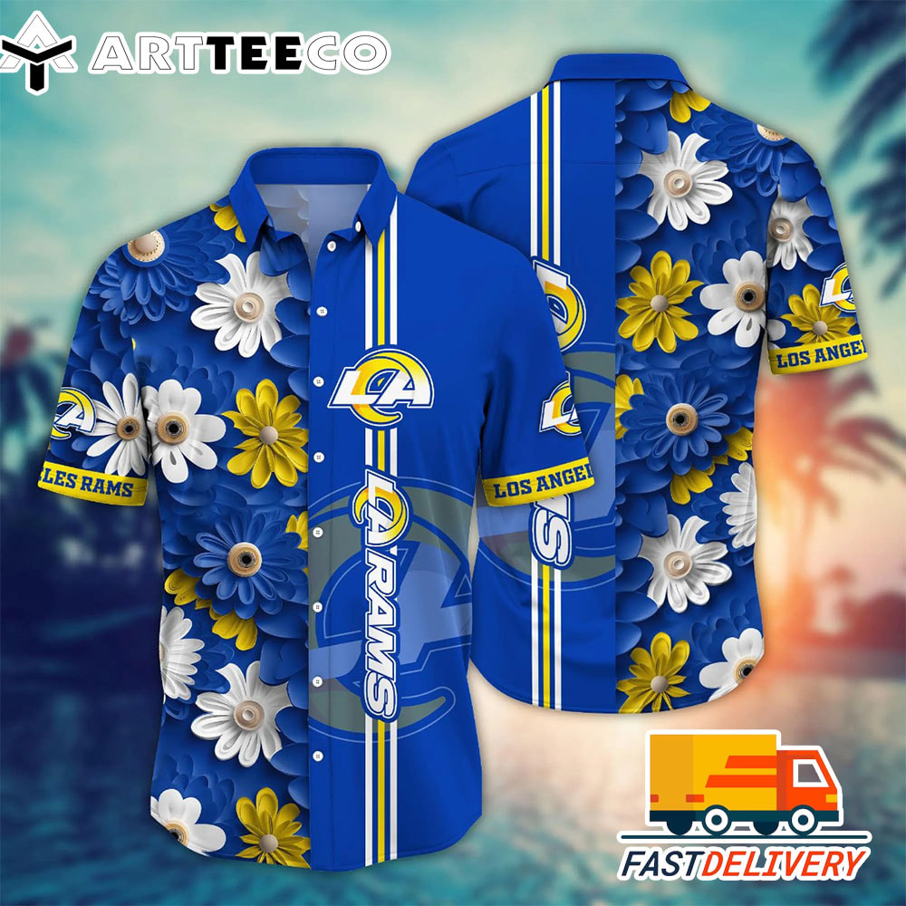 NFL Los Angeles Rams Hawaiian Shirt Tropical Flower Gift For Fans Football Lover