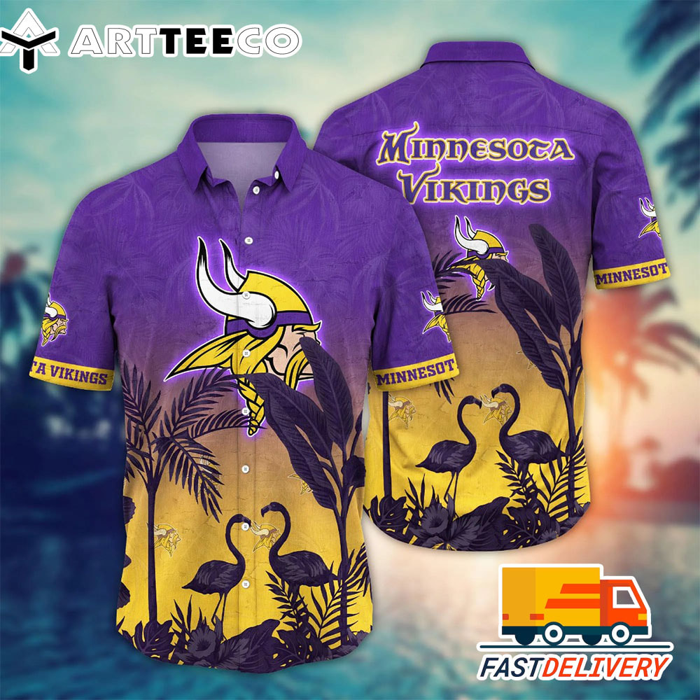 NFL Minnesota Vikings Hawaiian Shirt Flamingo Gift For Fans Football Lover