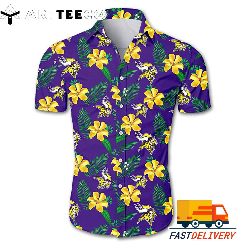 NFL Minnesota Vikings Hawaiian Shirt Flower Gift For Fans Football Lover