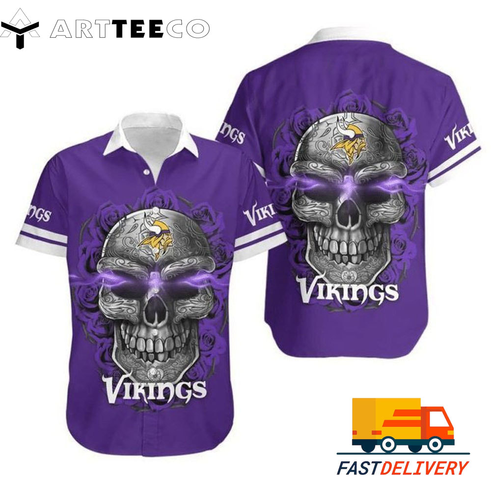 NFL Minnesota Vikings Hawaiian Shirt Skulls Gift For Fans Football Lover