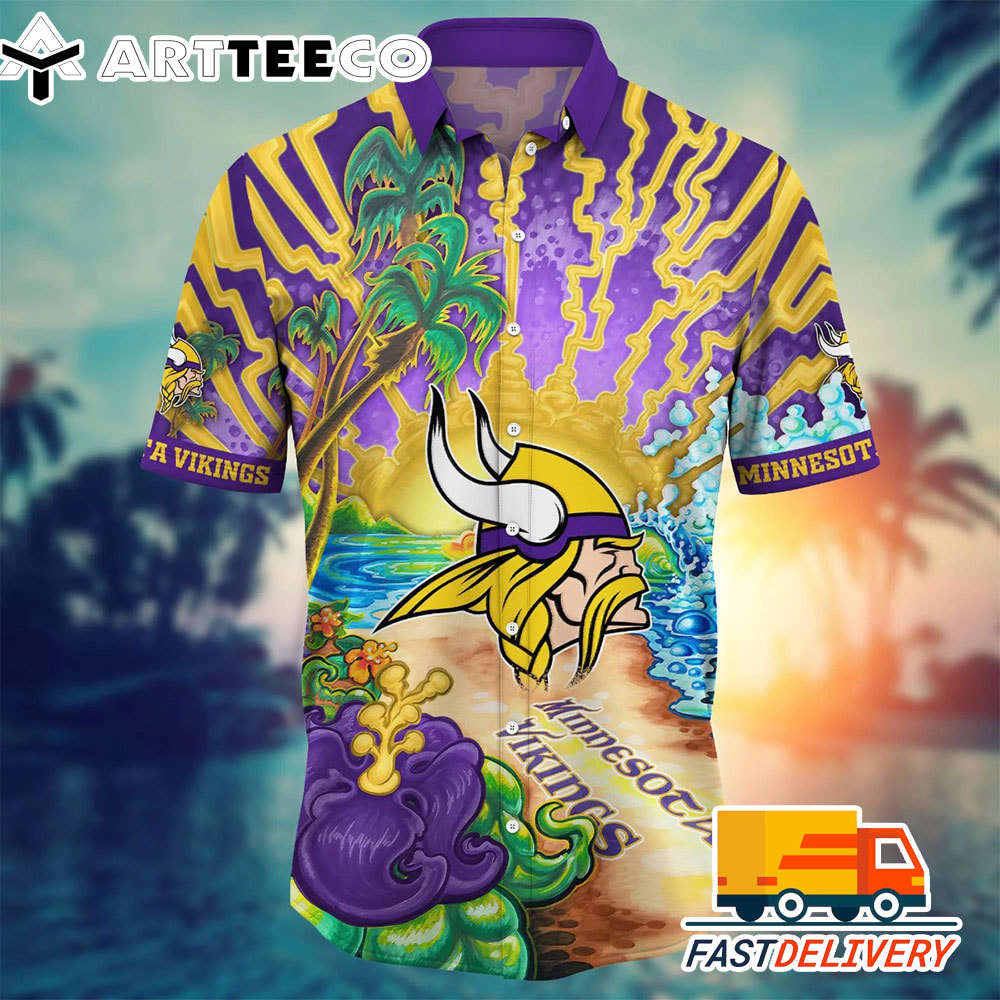 NFL Minnesota Vikings Hawaiian Shirt Tropical Beach Gift For Fans Football Lover