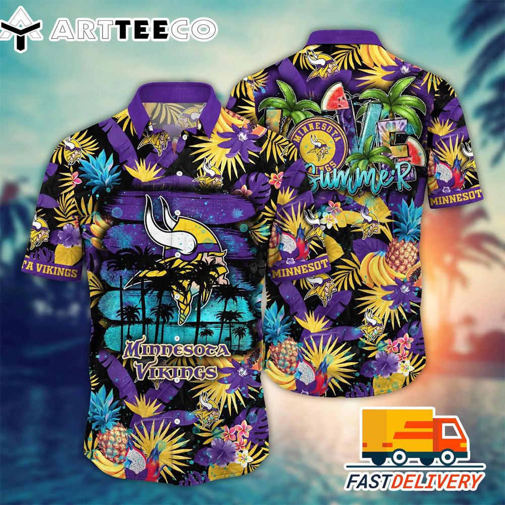 NFL Minnesota Vikings Hawaiian Shirt Tropical Fruit Gift For Fans Football Lover