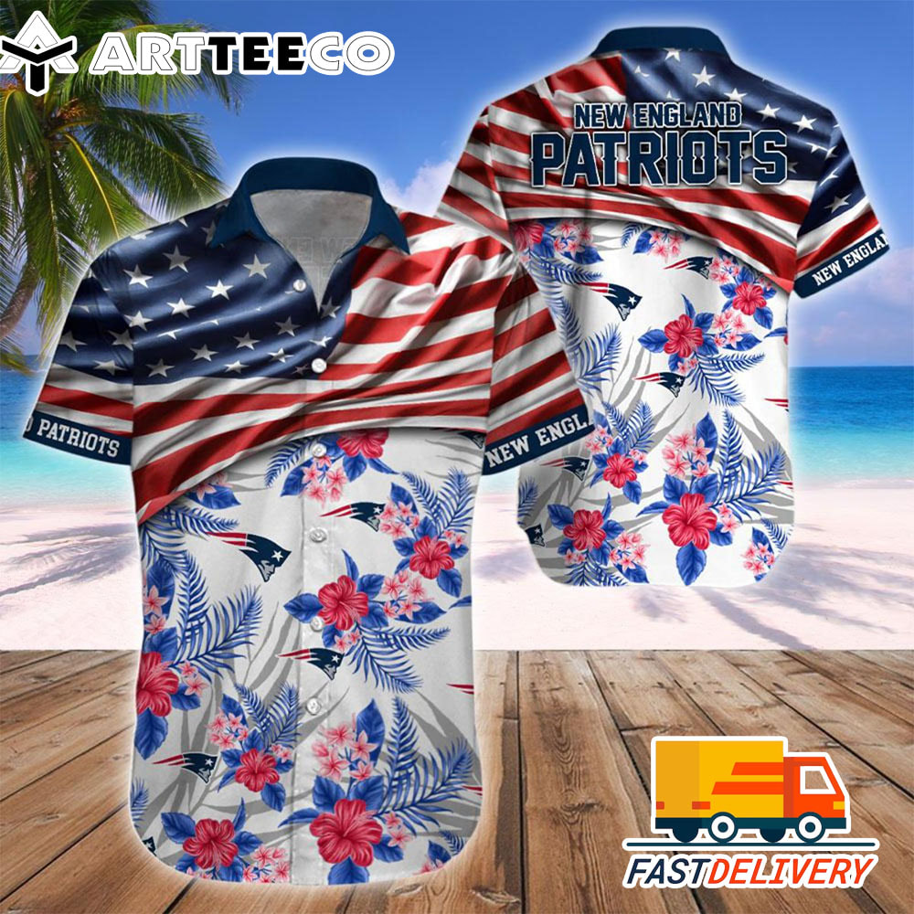 NFL New England Patriots Hawaiian Shirt Flag Us Style Gift For Fans Football Lover