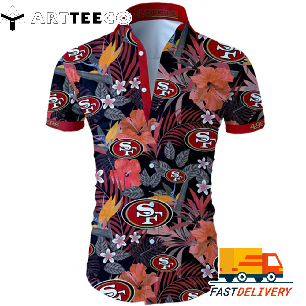 NFL San Francisco 49ers Hawaiian Shirt Tropical Flower For Fans1