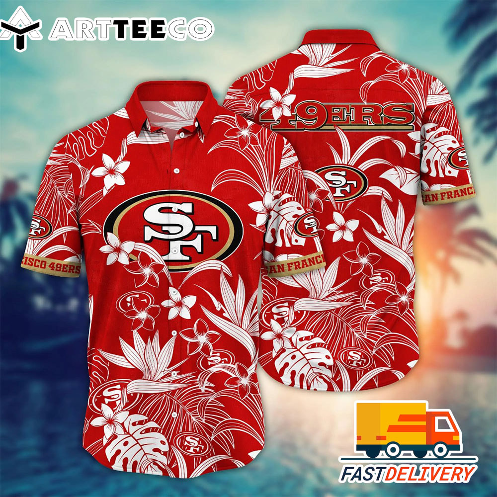 NFL San Francisco 49ers Hawaiian Shirt Tropical Tree Gift For Fans Football Lover