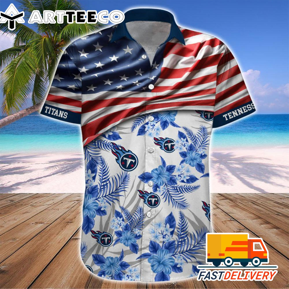 NFL Tennessee Titans Hawaiian Shirt Flag Us Style Gift For Fans Football Lover