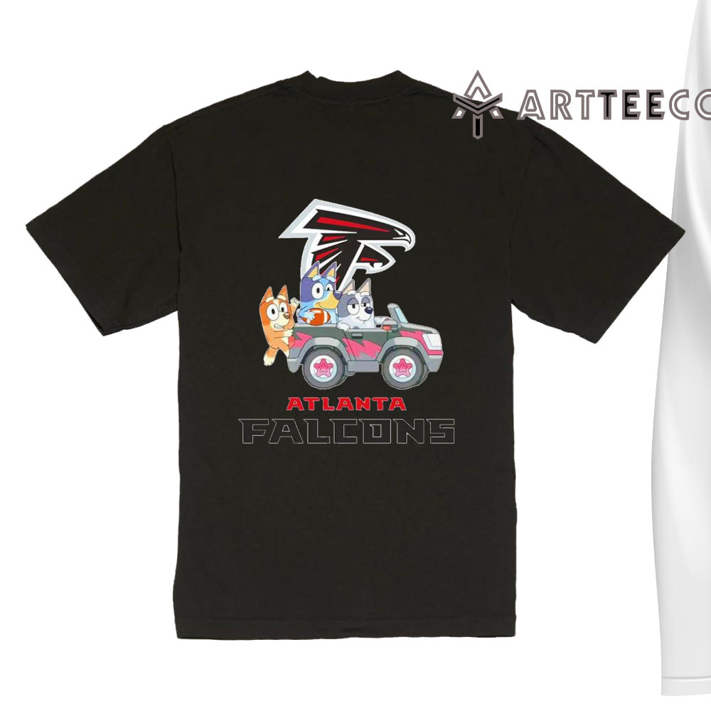 NFL The Bluey Characters Driving Car Atlanta Falcons Shirt Gift For Football Fans 1