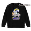 NFL The Bluey Characters Driving Car Los Angeles Rams Shirt Gift For Football Fans 2