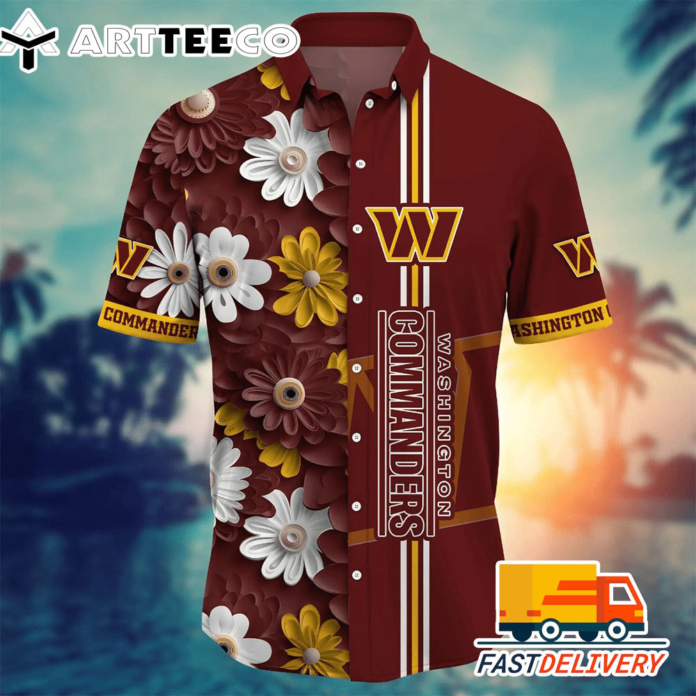 NFL Washington Commanders Hawaiian Shirt Big Flower Gift For Fans Football Lover