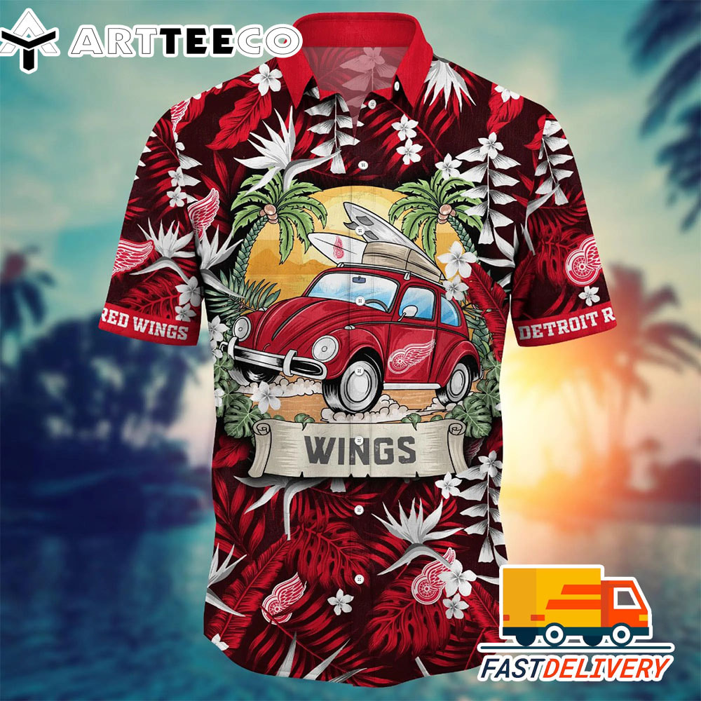 NHL Detroit Red Wings Hawaiian Shirt Vacation Gift For Fans Football Lover