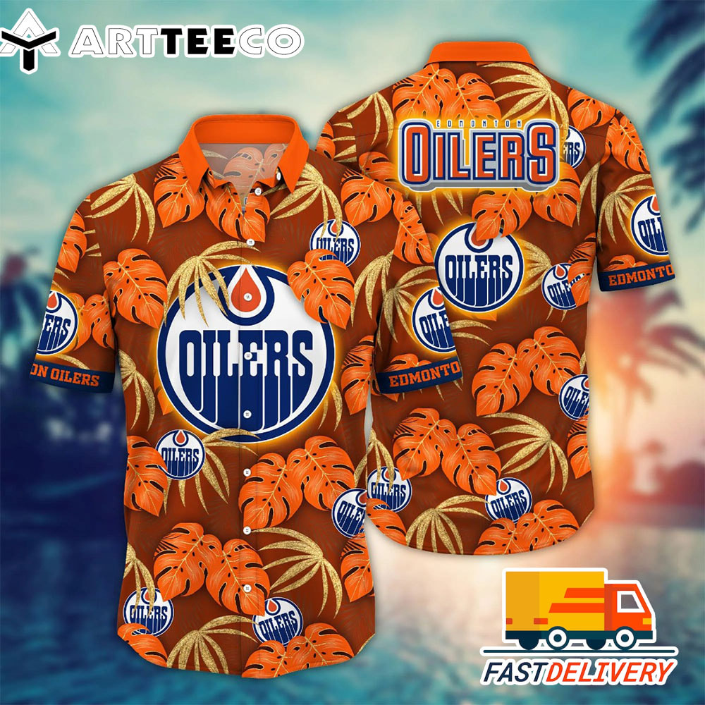 NHL Edmonton Oilers Hawaiian Shirt Leaf Gift For Fans Football Lover