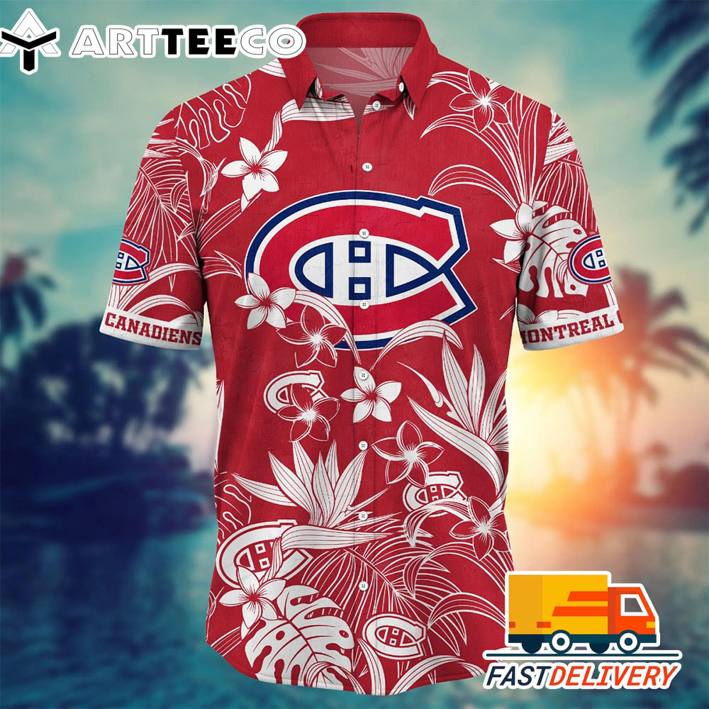 NHL Montreal Canadiens Hawaiian Shirt Tropical Flower Gift For Fans Football Lover