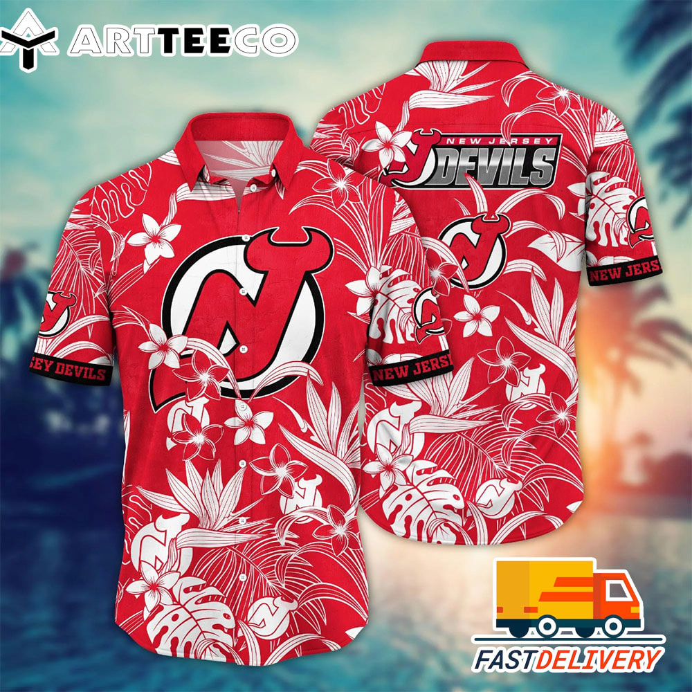 NHL New Jersey Devils Hawaiian Shirt Leaf Gift For Fans Football Lover