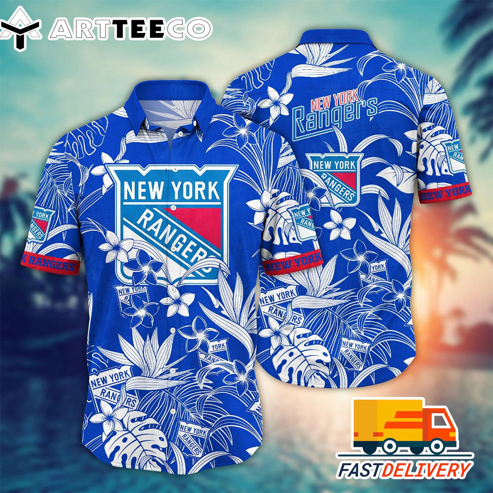 NHL New York Rangers Hawaiian Shirt Tropical Flower Gift For Fans Football Lover