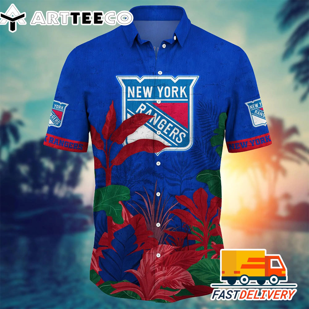 NHL New York Rangers Hawaiian Shirt Tropical Tree Gift For Fans Football Lover