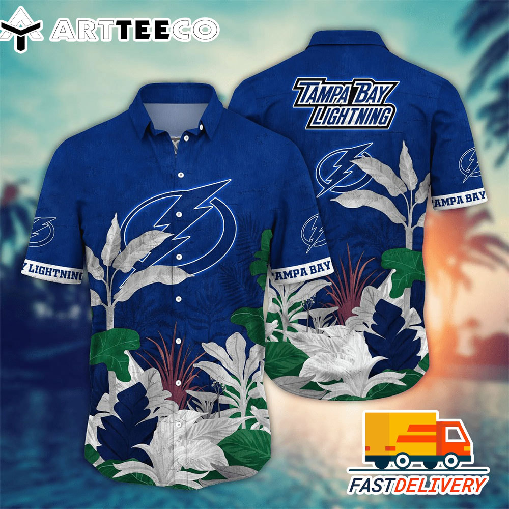 NHL Tampa Bay Lightning Hawaiian Shirt Tropical Tree Gift For Fans Football Lover