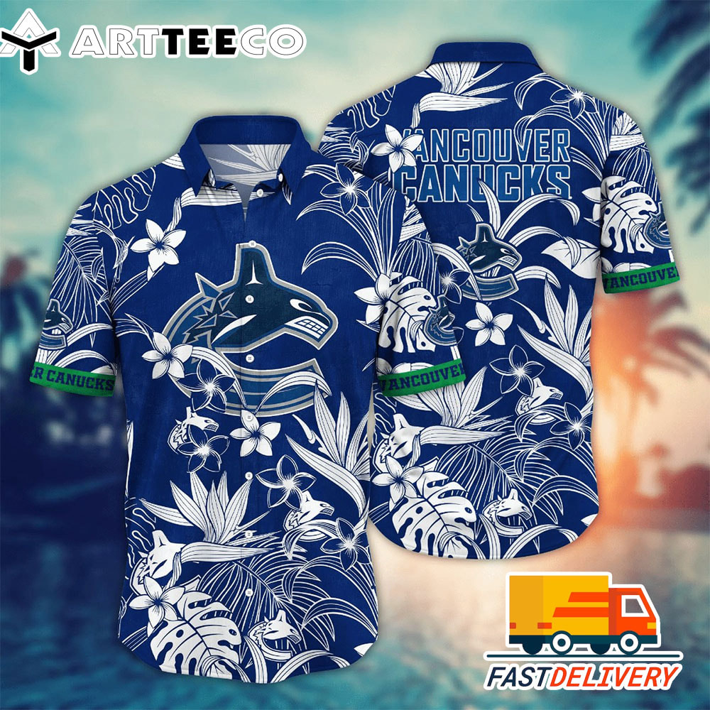 NHL Vancouver Canucks Hawaiian Shirt Tropical Flower Gift For Fans Football Lover