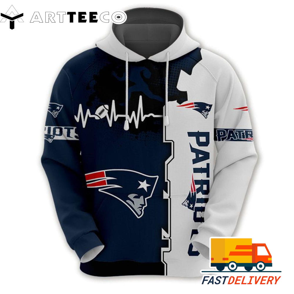 New England Patriots Heartbeat Graphic 3D Shirt Unique gifts For Fans All Over Print