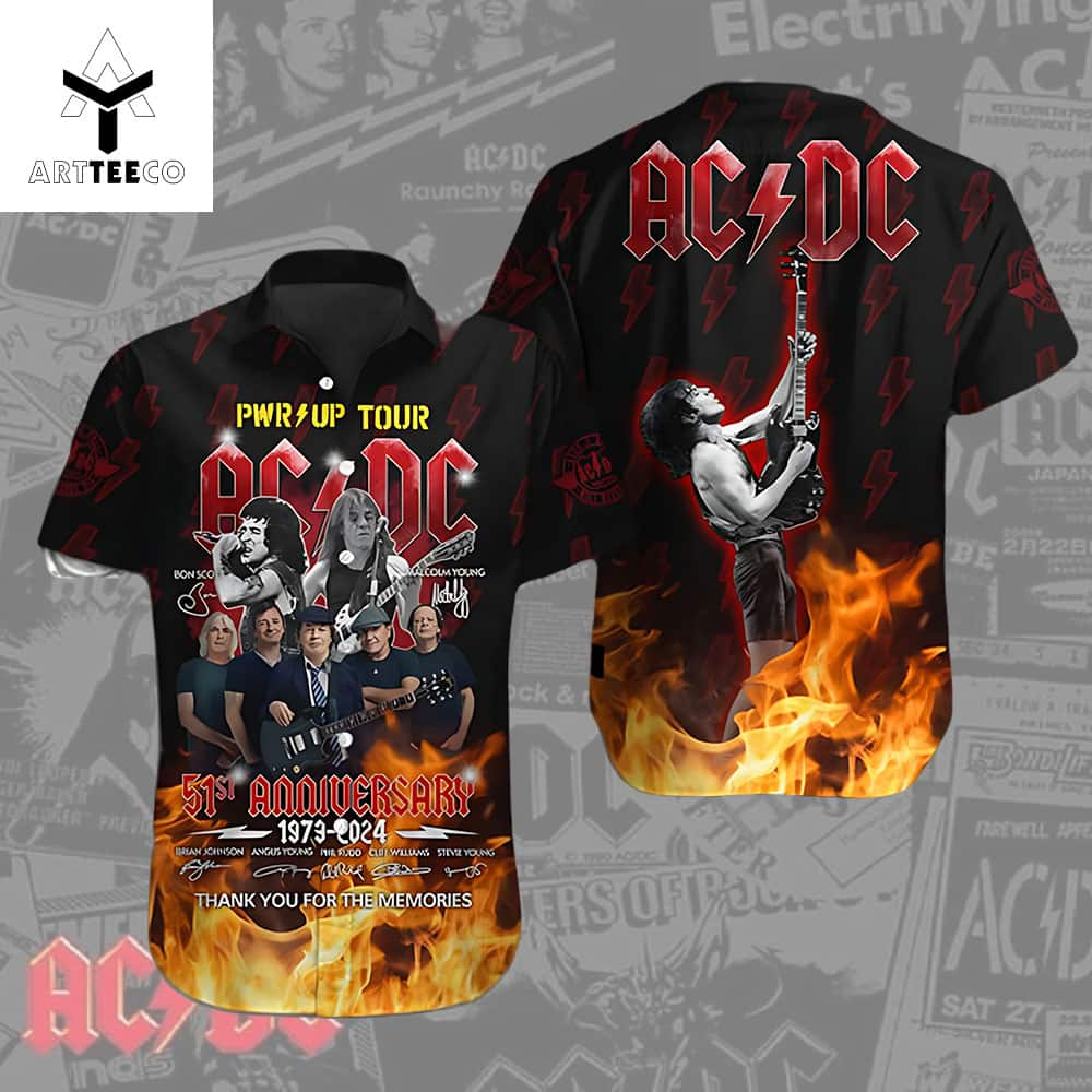 Pwr Up Tour Ac Dc 51st Anniversary 1973 2024 Signature Thank You For The Memories Hawaiian Shirt