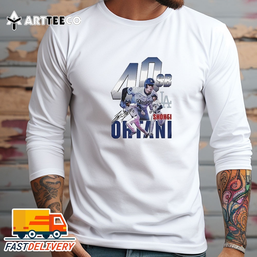 NEW Shohei Ohtani 40 Sb Los Angeles Dodgers Signature Vintage T Shirt Treding