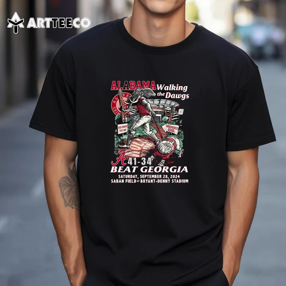 Alabama Walking The Dawgs Beat Georgia 41 34 Bryant Denny Stadium Unisex Vintage T Shirt