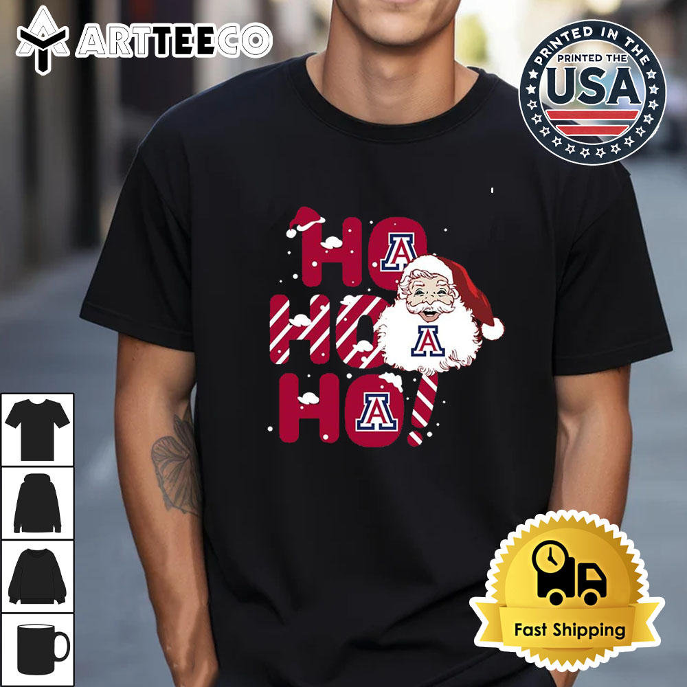 Arizona Wildcats Ho Ho Ho Santa Claus Christmas Retro T Shirt 1