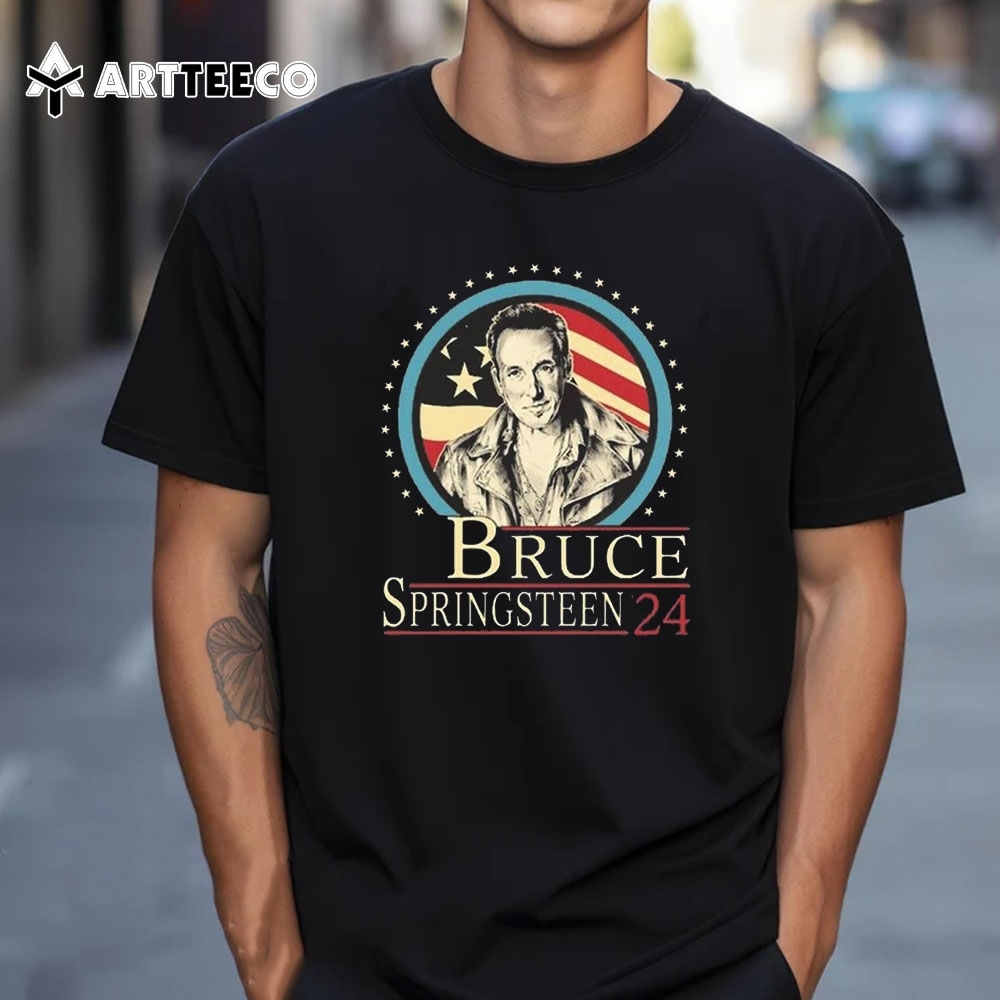 Bruce Springsteen 24 Fans Gift Graphics American Flag T Shirt