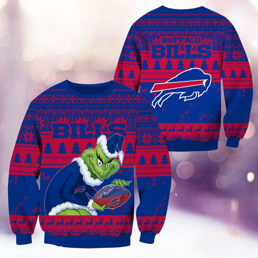 Buffalo Bills Football Grinch Christmas Ugly Sweater