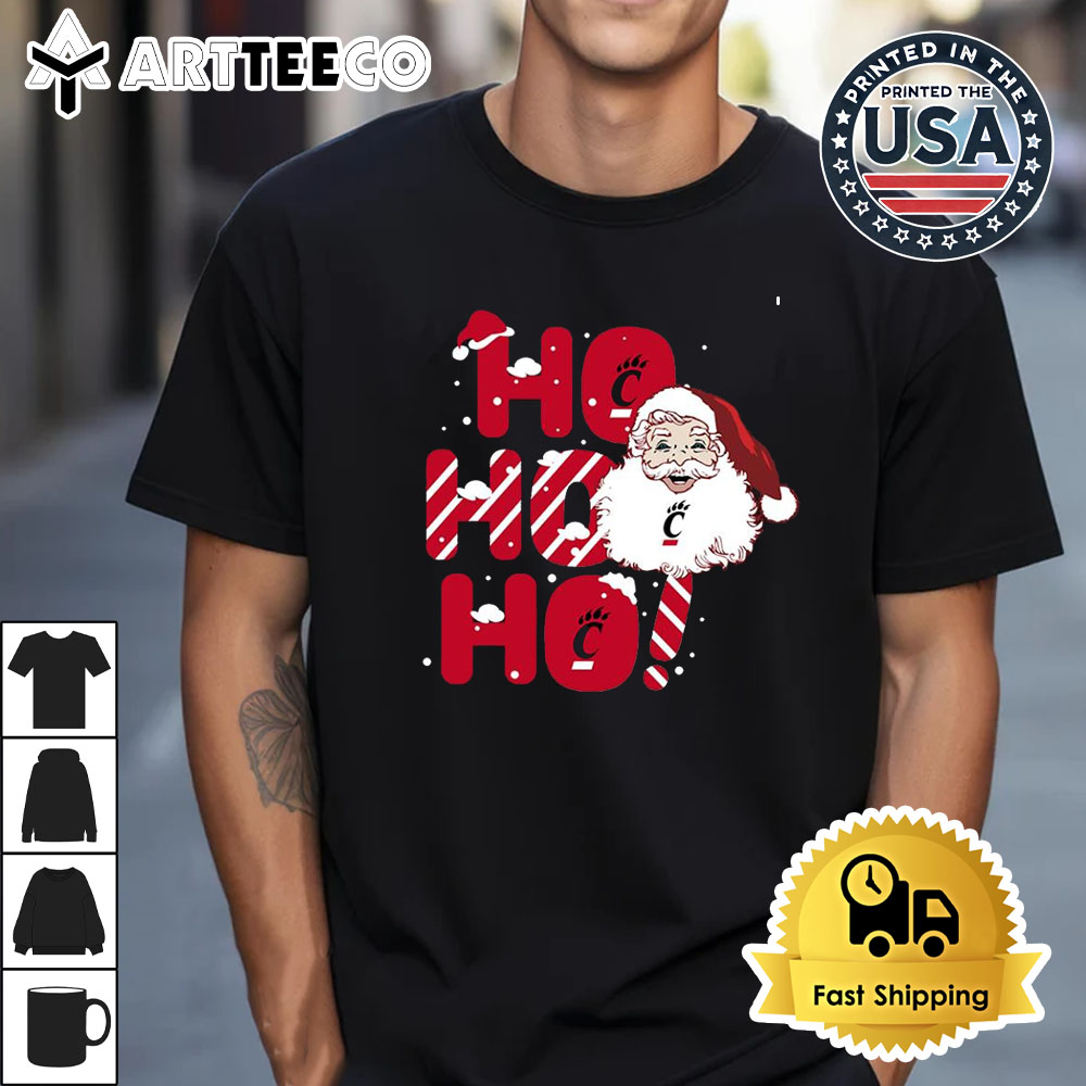 Cincinnati Bearcats Ho Ho Ho Santa Claus Christmas Retro T Shirt 1