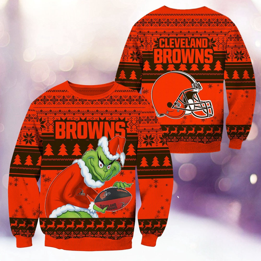 Cleveland Browns Football Grinch Christmas Ugly Sweater