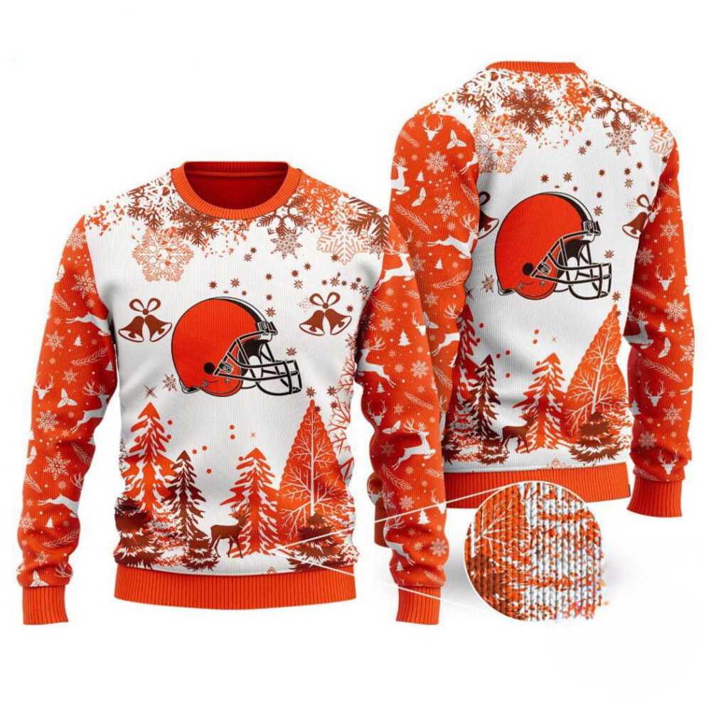 Cleveland Browns Logo Football Team Special Xmas Tree Christmas Ugly Sweater