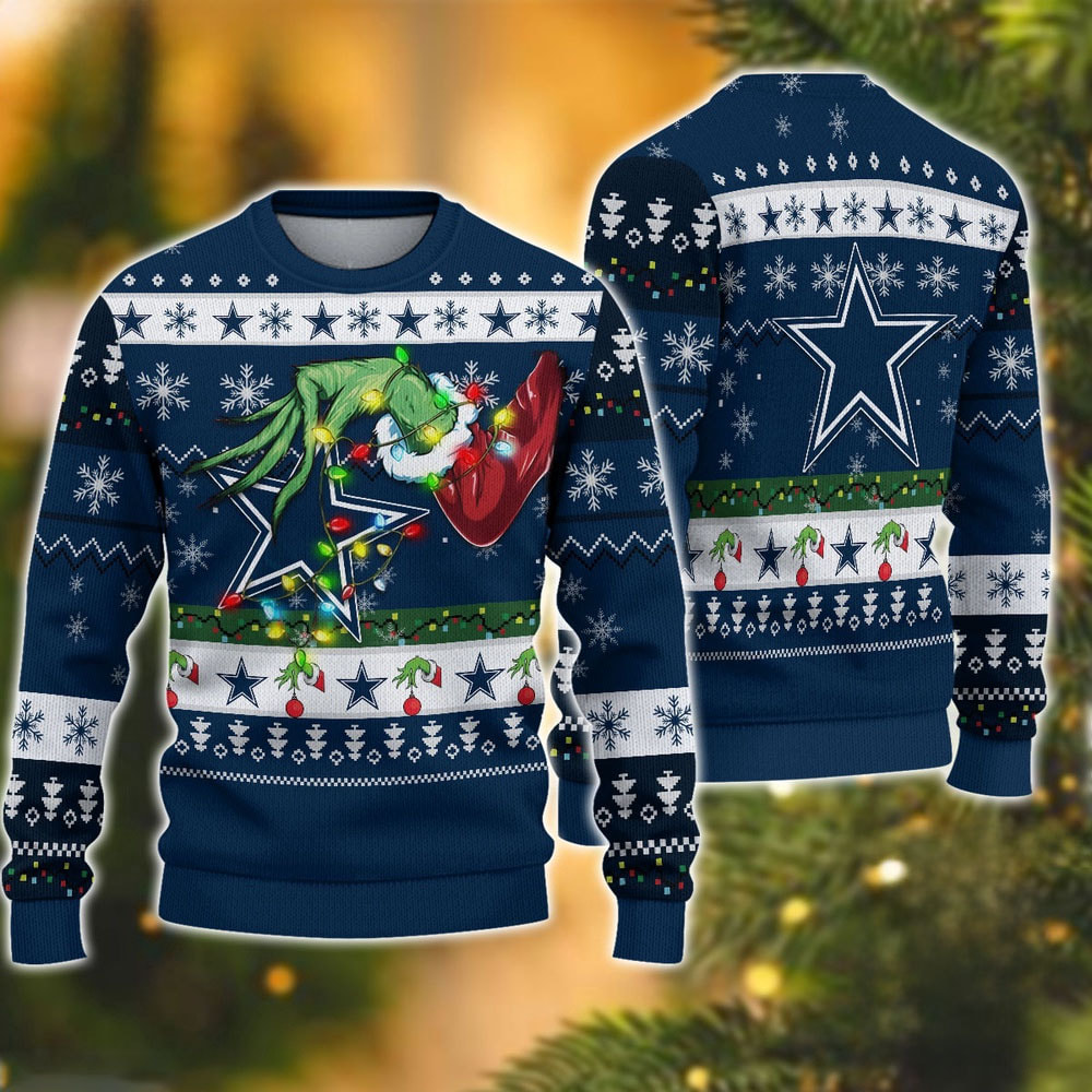 Dallas Cowboys Special Grinch's Hand Football Christmas Ugly Sweater