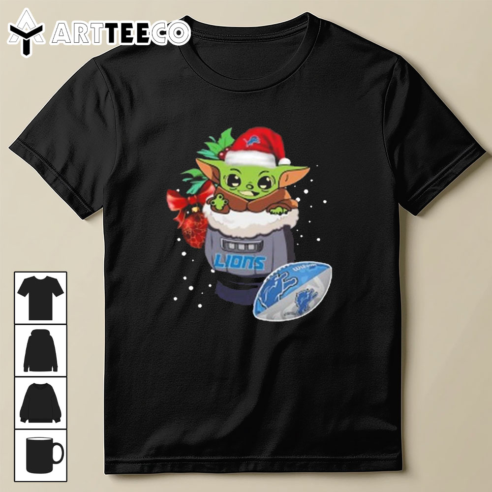 Detroit Lions Baby Yoda Merry Christmas 2024 T Shirt Trending