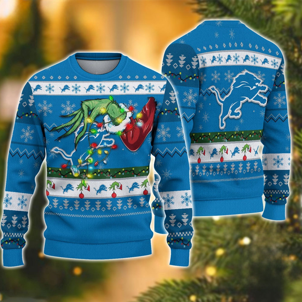 Detroit Lions Special Grinch's Hand Football Christmas Ugly Sweater