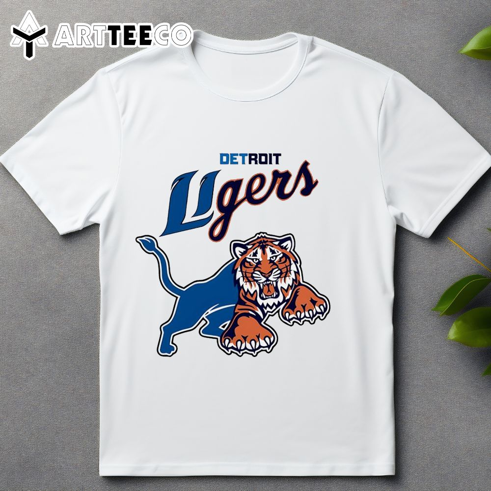 Detroit Lionsigers Half Logo T Shirt