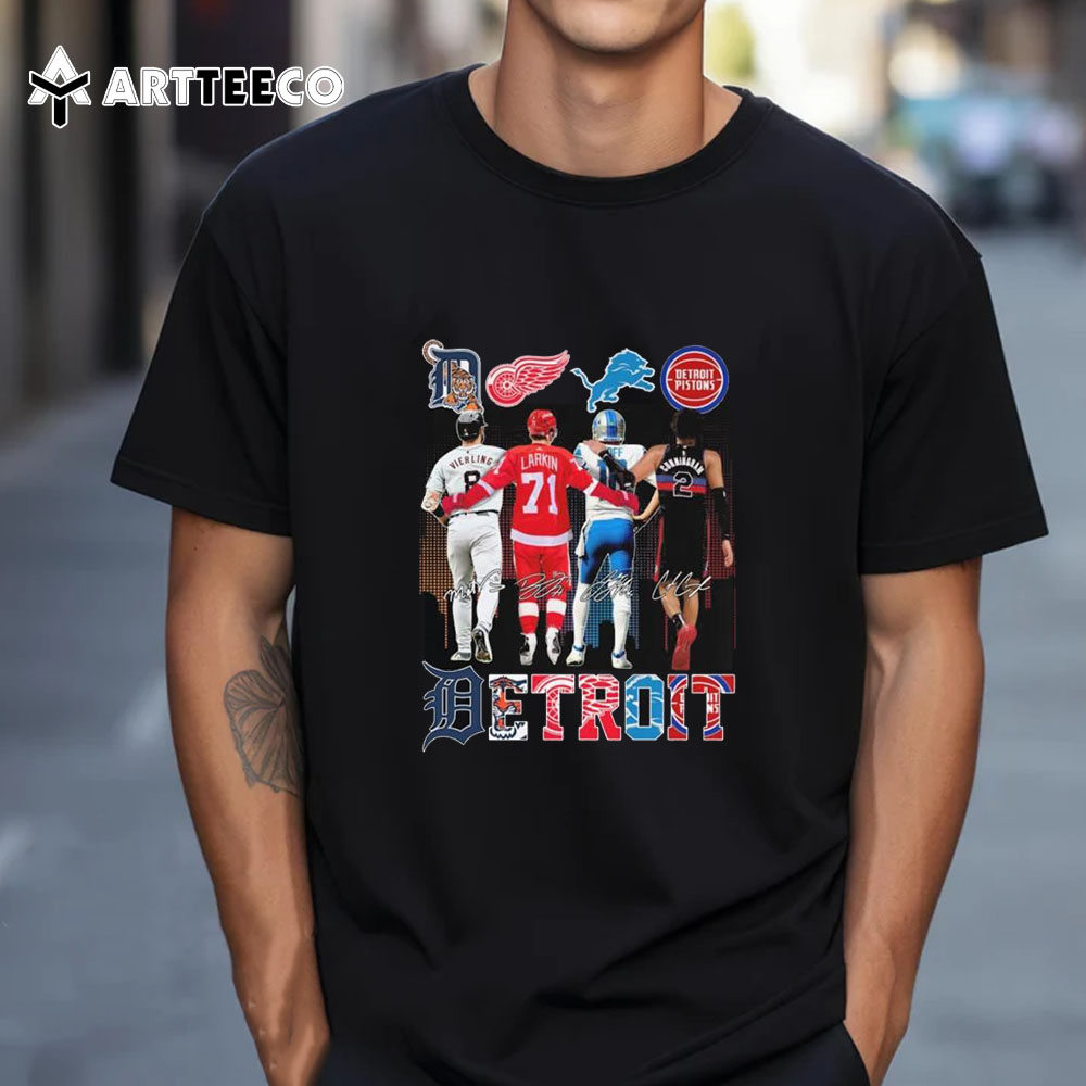 Detroit Sports Team Tigers X Wings X Lions X Pistons Signatures T Shirt