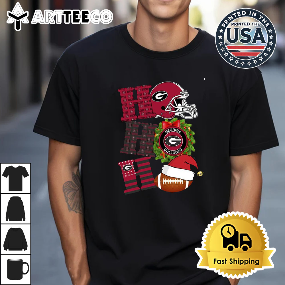 Georgia Bulldogs Ho Ho Ho Christmas Retro T Shirt 1