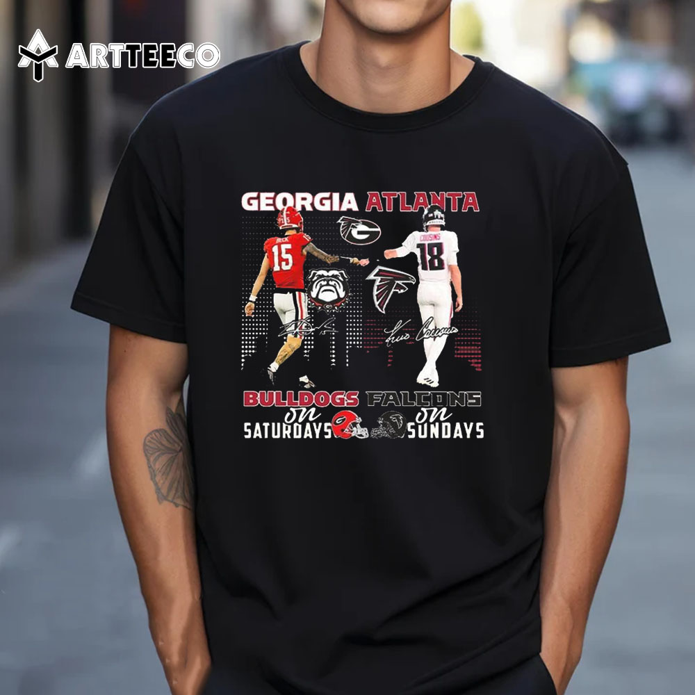 Georgia Bulldogs On Saturdays Atlanta Falcons On Sundays 2024 Unisex Vintage T Shirt