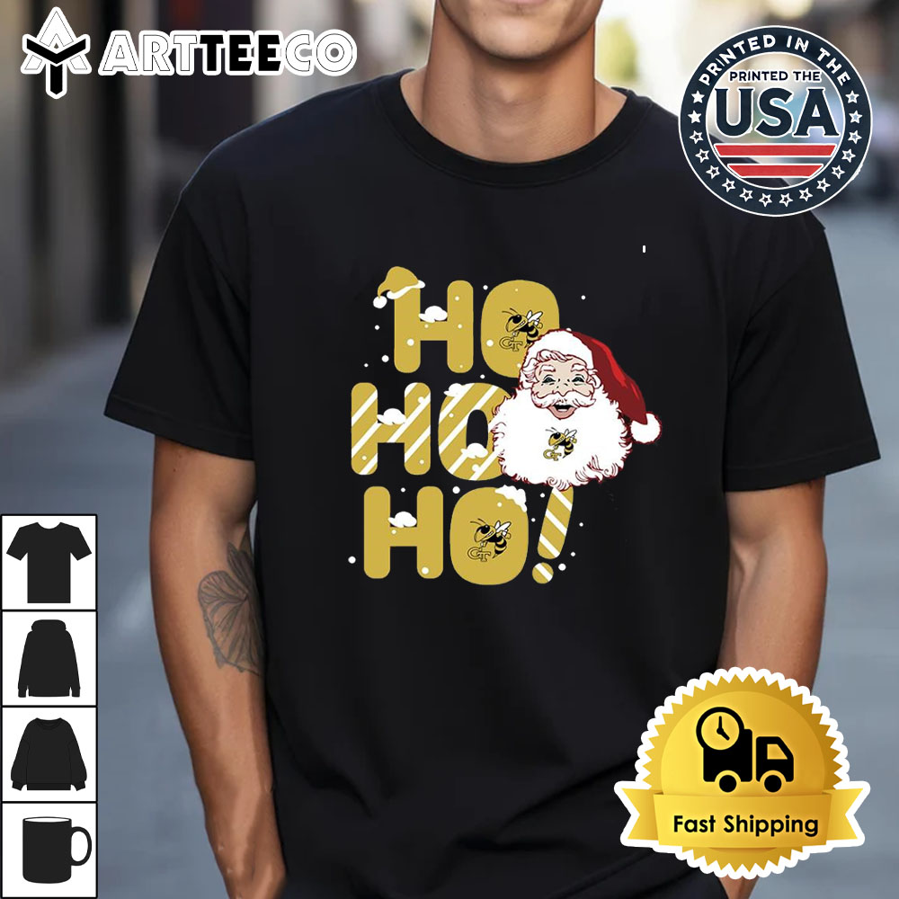 Georgia Tech Yellow Jackets Ho Ho Ho Santa Claus Christmas Retro T Shirt 1