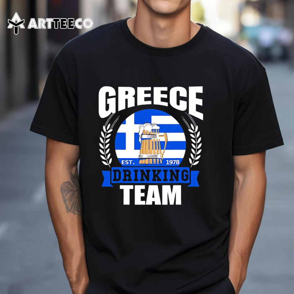 Greece Drinking Team Est 1978 Flag Logo T Shirt