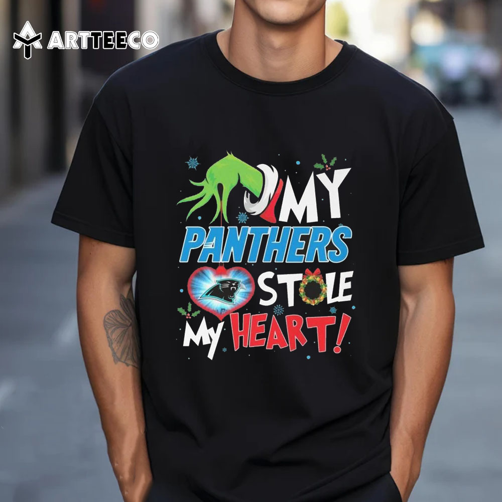 Grinch Hand My Carolina Panthers Stole My Heart Football 2024 T Shirt