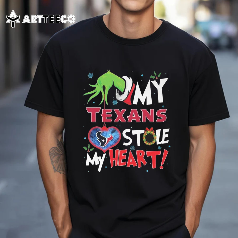 Grinch Hand My Houston Texans Stole My Heart Football 2024 T Shirt