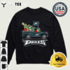 Grinch driving Christmas truck Philadelphia Eagles Retro T Shirt 4