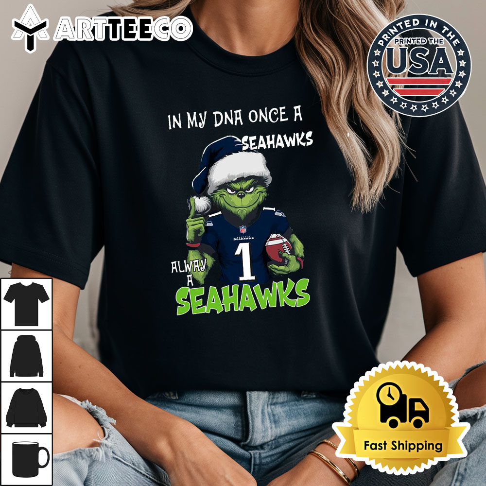 In My DNA Once Always A Seattle Seahawks Grinch Football Christmas New T Shirt 1