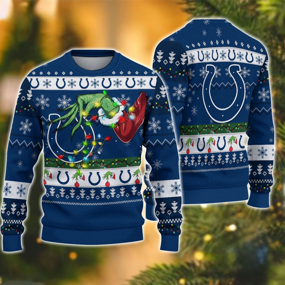 Indianapolis Colts Special Grinch's Hand Football Christmas Ugly Sweater