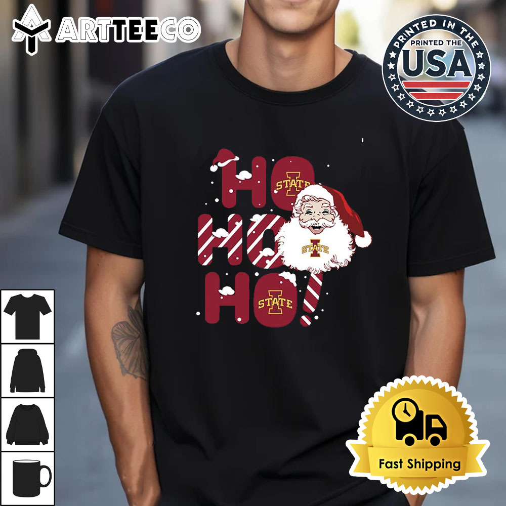 Iowa State Cyclones Ho Ho Ho Santa Claus Christmas Retro T Shirt 1