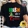 Irish You A Merry Christmas Santa Irish Flag Christmas Tree Retro T Shirt 2