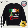 Irish You A Merry Christmas Santa Irish Flag Christmas Tree Retro T Shirt 4