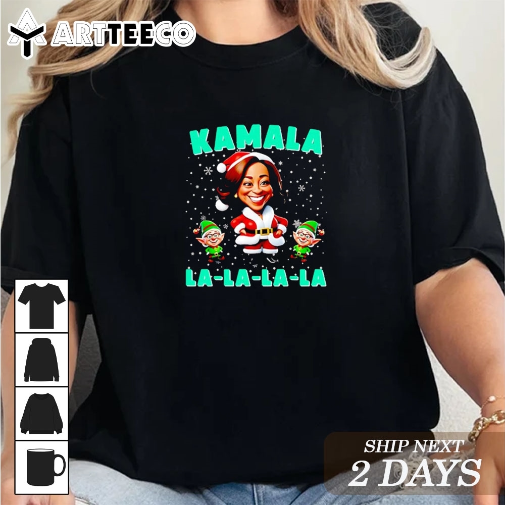 Kamala Lalalala Kamala Harris 2024 Christmas Xmas Elf T Shirt